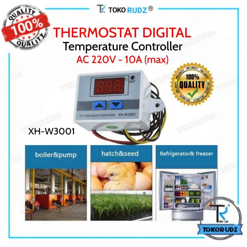 Thermostat Digital AC220V Termostat Alat Ukur Pengatur Suhu W3001