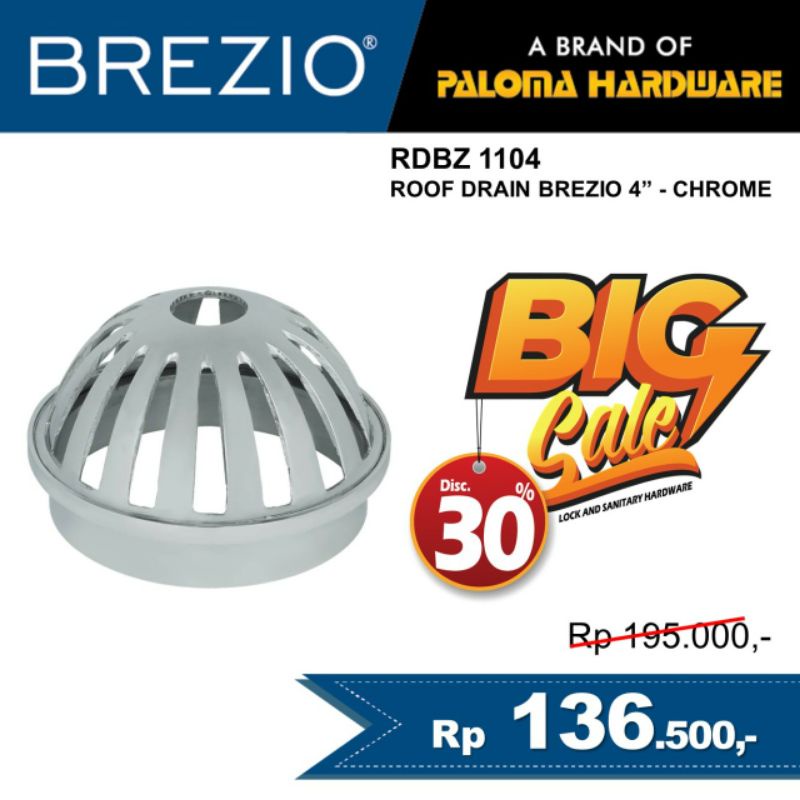 Jual Roof Drain BREZIO Ukuran 4 Inch Chrome RDBZ 1104 Penutup Saluran ...