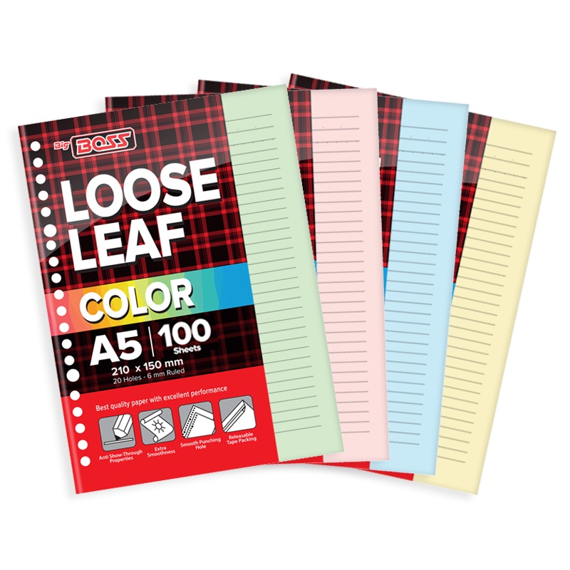 

Kertas Binder BIG BOSS Loose Leaf Color A5 100 Lembar SHSNP