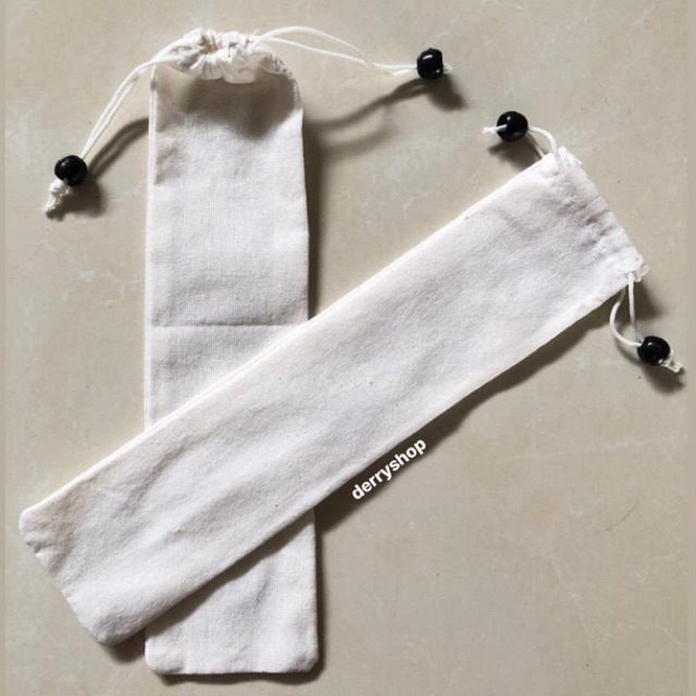 POUCH BLACU / Tempat Souvenir / tempat sedotan bambu / Sedotan Stainleess