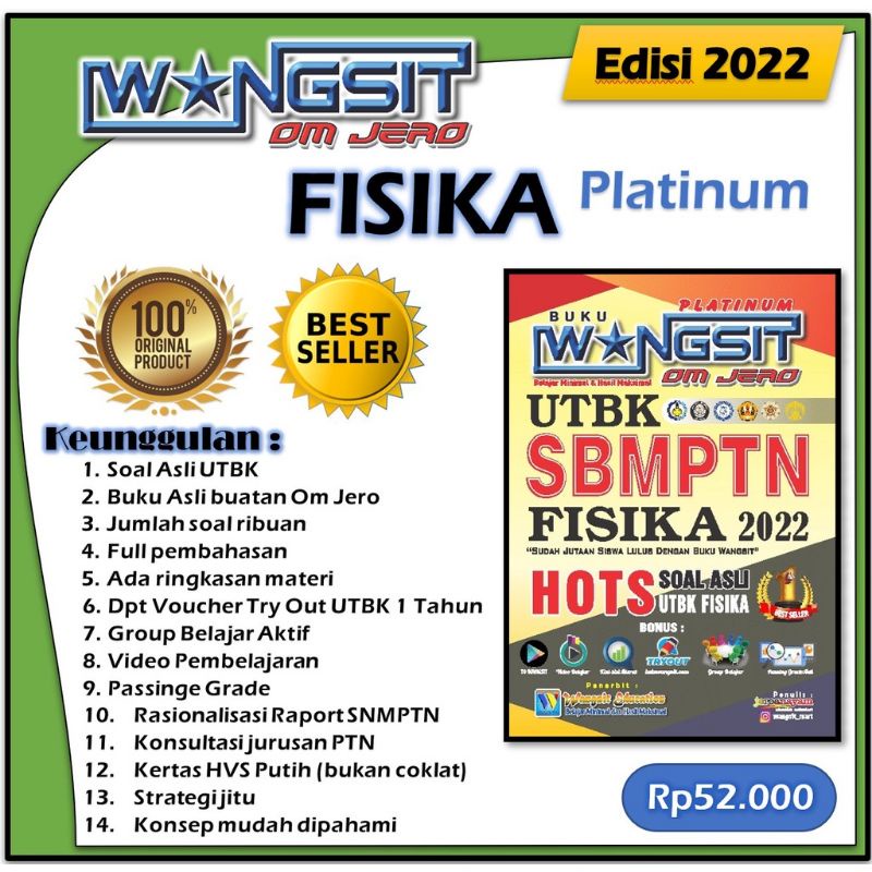

UTBK SBMPTN MODUL FISIKA 2022 BUKU WANGSIT OM JERO ORIGINAL