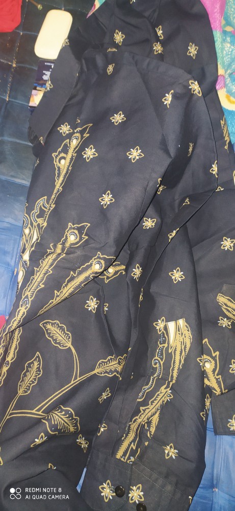 Arfana Navy Kemeja Batik Pria Full Furing Bahan Katun Sragenan