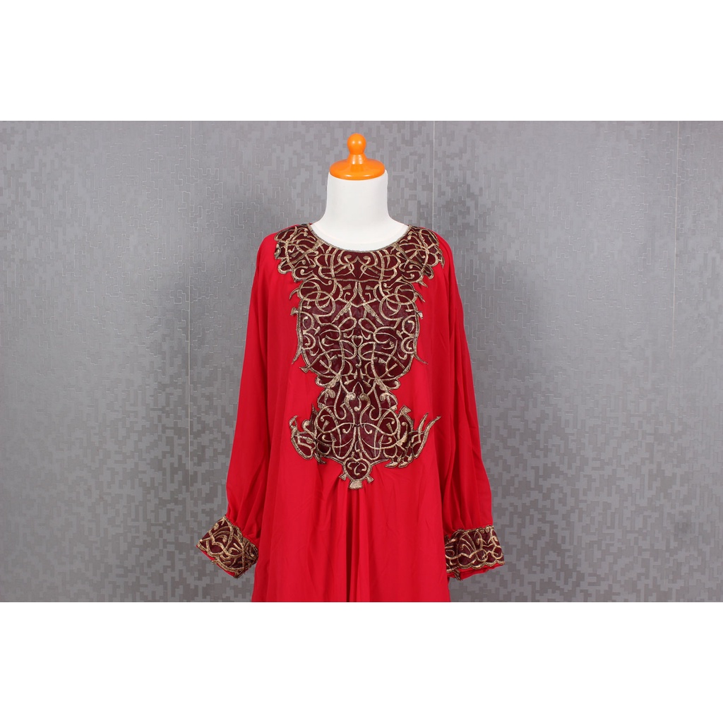 Gamis Pesta One Size Dress Bahan Sifon Bordir Terbaru Lebaran Maxi Murah gamis wanita muslim warna merah