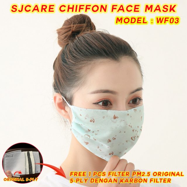 Chiffon Fashion Face Mask Breathable Masker Kain BONUS FILTER PM2.5 - WF03