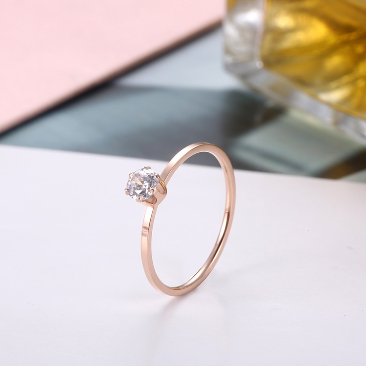 Cincin Berlian Wanita Rose Titanium Steel Hypoallergenic Tidak Pudar  Hadiah Liburan Terbaik 122R1