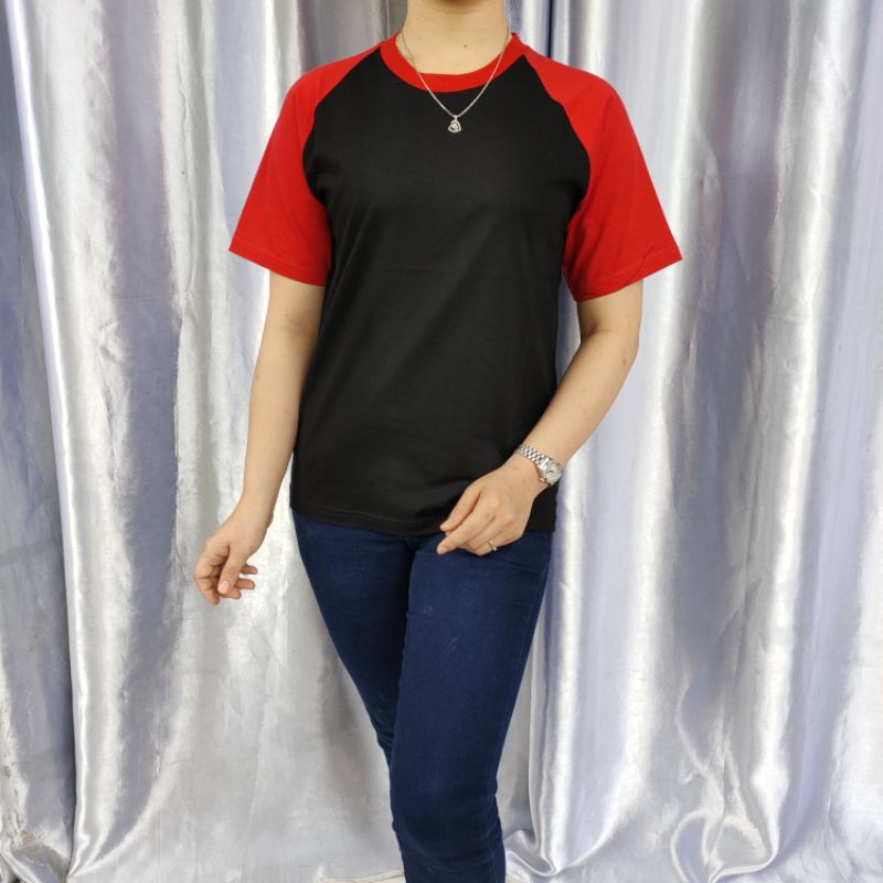 Kaos reglan polos pendek merah-hitam /hitam-merah uk m l XL xxl dewasa