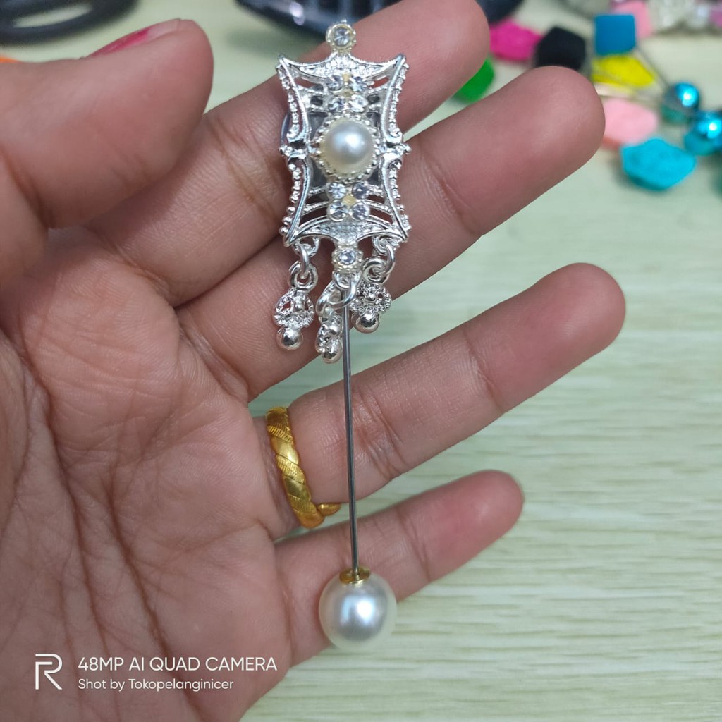 Tuspin Mutiara Pearl - Bros Tusuk Peniti Hijab  Pintu Aceh Silver Tokopelanginicer