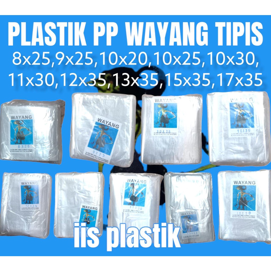 Plastik PP tipis cabe tahu wayang tipis biru Plastik buah 8x25,9x25,10x20,10x25,10x30,11x30,12x35,13x35,15x35,17x35  250gram