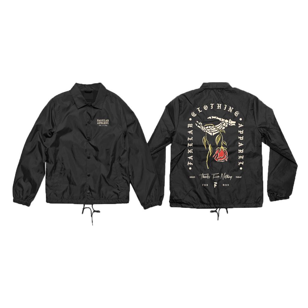 Fakelab Coach Jacket Black Thanks For Nothing / Windbreaker / Jaket / Wb / Cj
