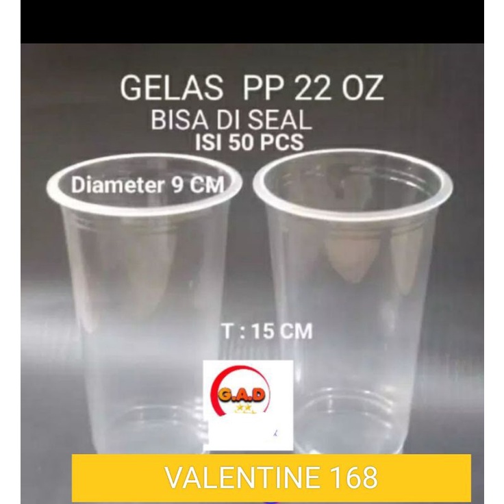 Gelas 22oz datar / Cup 22oz datar / Gelas plastik 22oz 600ML isi 50