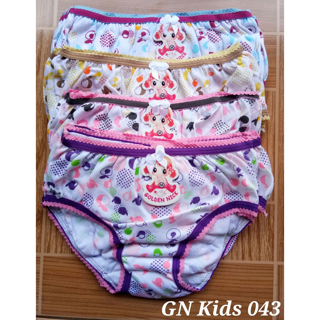 12 Pcs CD Golden Nick Anak GN 043 Sablon | Celana Dalam Anak Perempuan Goldennick | Sguna Grosir