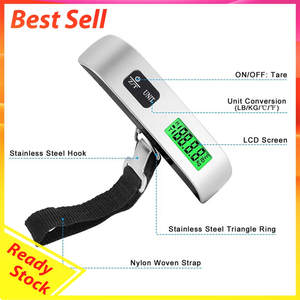 50kg LCD Digital Electronic Luggage Scale Portable Suitcase Hanging Weight