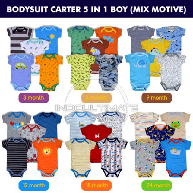 5in1 Baju Bayi Newborn Jumper Lengan Pendek 0-2 tahun Bayi kaos atasan Bayi baru lahir  BC-01-4 Baju Bayi Lengan Pendek isi 5pcs