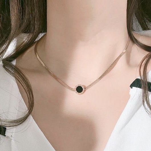 Kalung Korea / Kalung Wanita 45cm Titanium Gold dan Rosegold