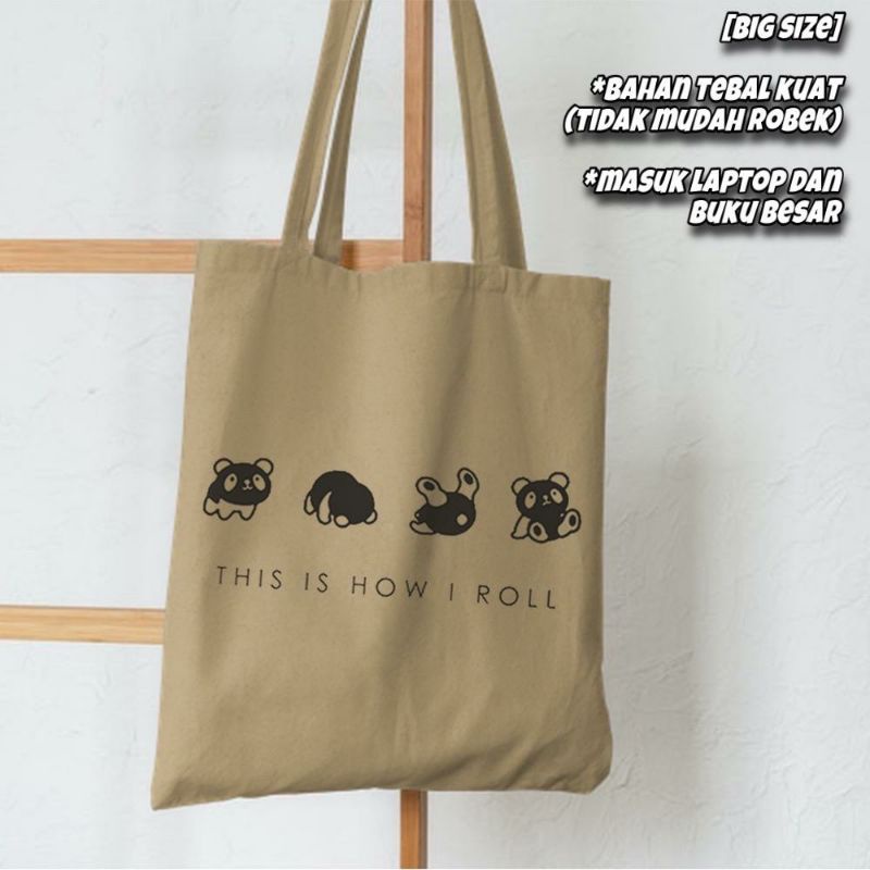 TOTEBAG RESLETING - TOTEBAG MOTIF PANDA ROLL TIDUR BANYAK MACAM WARNA