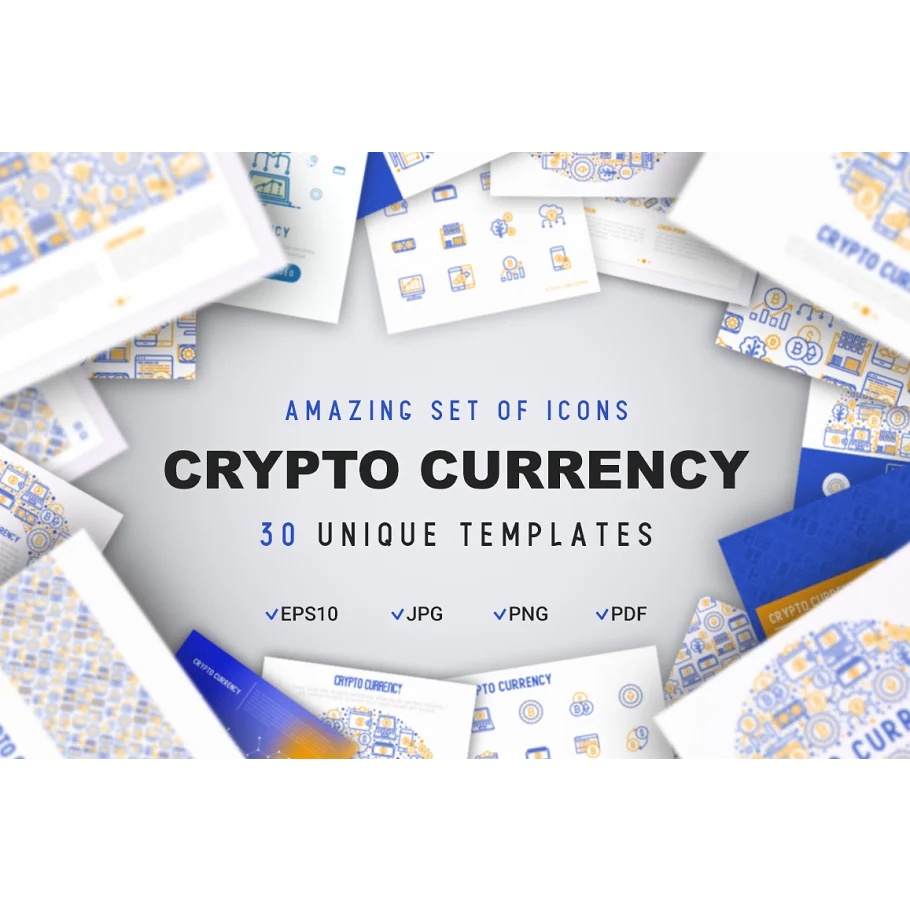 Crypto Currency Icons Set Concept