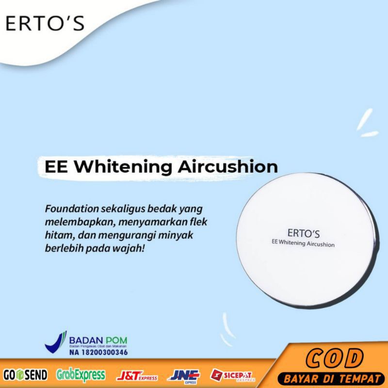 Bedak Perawatan Wajah Ertos EE Cushion Whitening Aircushion Pemutih Pencerah Kulit Muka garansi ori