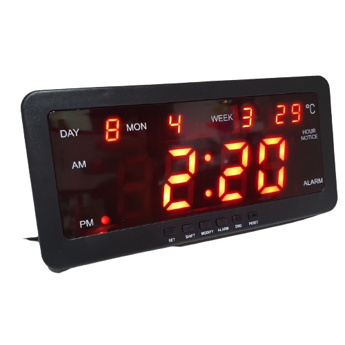 Jam Digital LED Kalender Temperature Alarm Dinding Meja Clock 1018