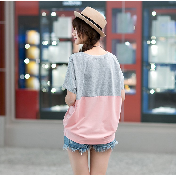 Atasan Korean Style T-shirt Casual Kaos Wanita Longgar Kaos Kelelawar Lengan Pendek Kaos Adem Bagus