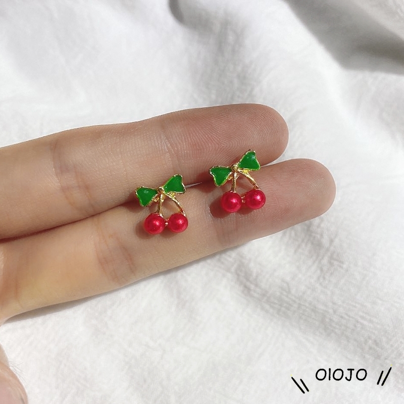 Hadiah Gadis Manis Drop Minyak Cherry Merah Anting-Anting Lucu Anting-Anting Merasa Manis Anting-Anting Fashion Korea Perhiasan Wanita-ol