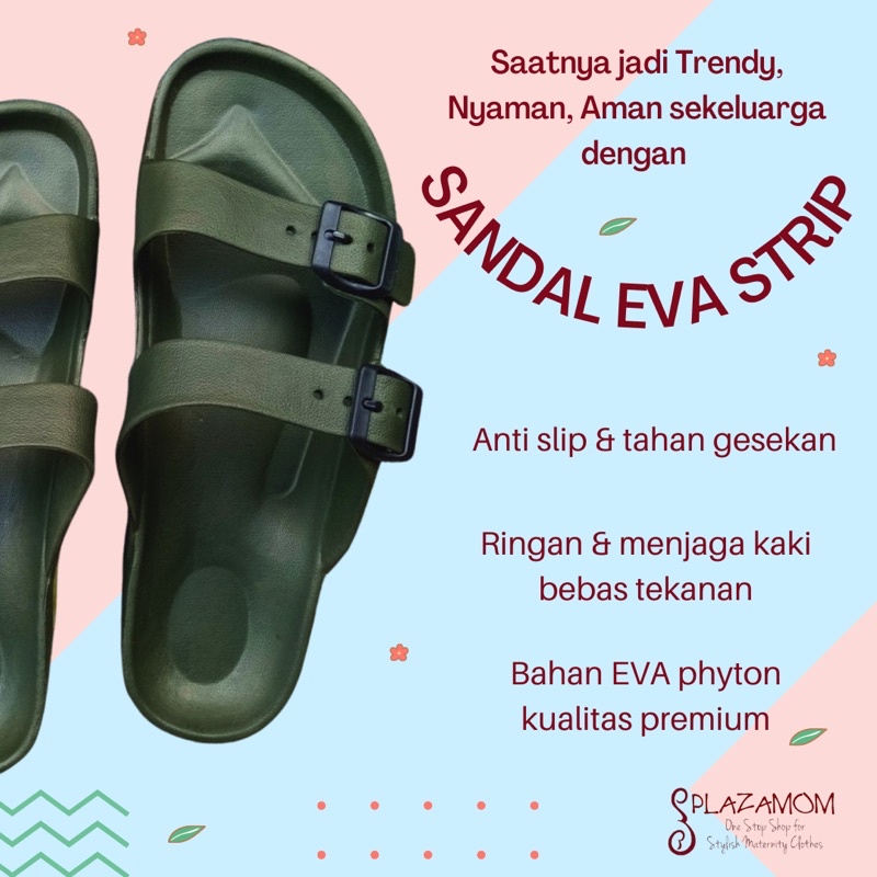 Sandal EVA karet PRIA DEWASA sendal slippers selop strip strap family keluarga polos anti slip nyaman ringan trendy cocok untuk outdoor indoor kualitas premium