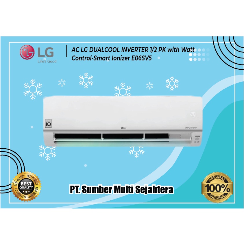 AC LG DUALCOOL INVERTER 1/2 PK with Watt Control-Smart Ionizer E06SV5