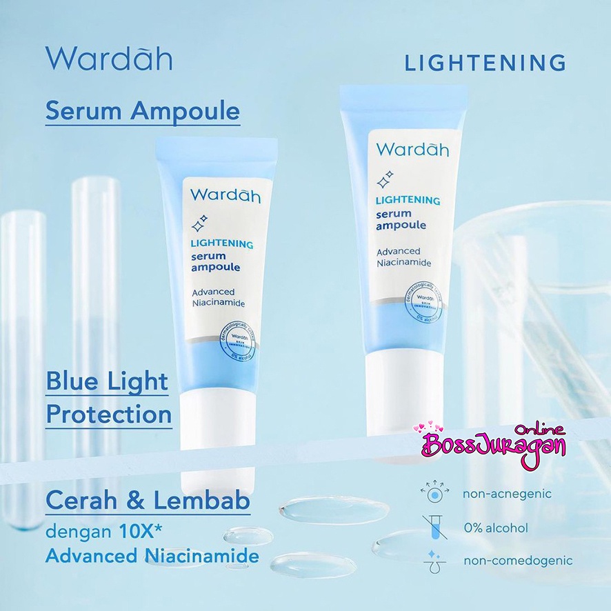 (BOSS) WARDAH Lightening Series - Face Toner |  Serum Ampoule | Day - Night Cream | Facial Wash | Clay mask