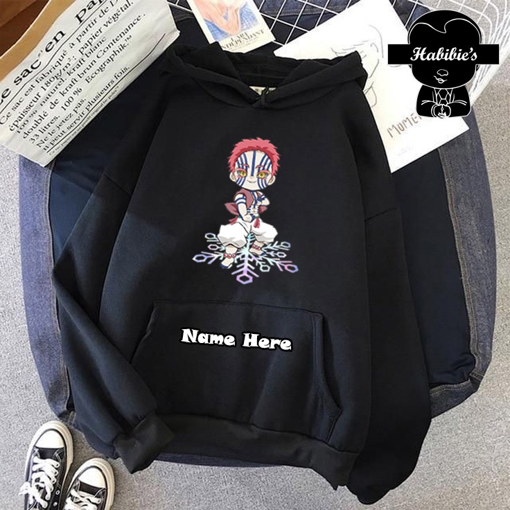 Jaket Hoodie Anak Laki Laki Chibi Akaza Jurus Iblis bulan Atas Anime Demon Slayer 162 - Habibie's