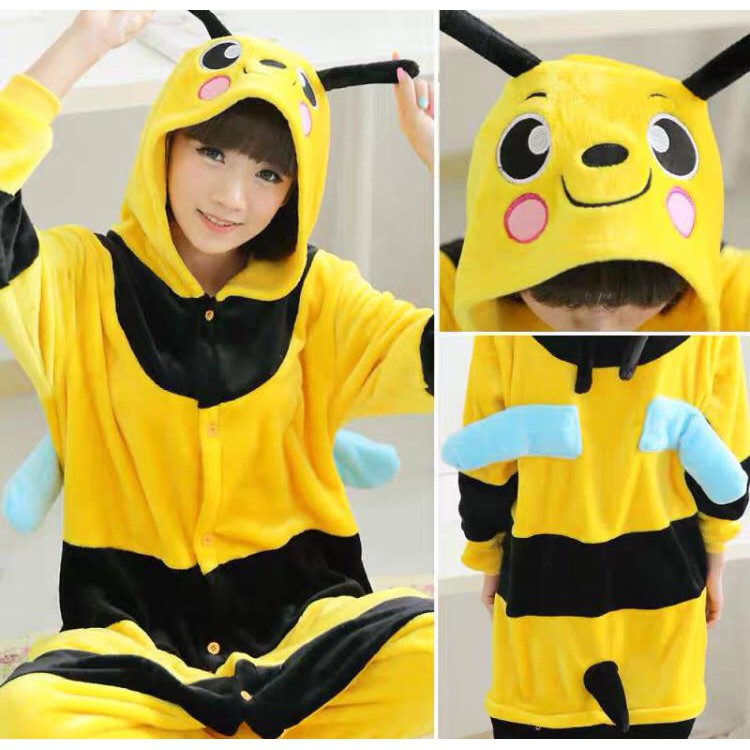 BAJU ONESIE KOSTUM BEE LEBAH PIYAMA KIGURUMI COSPLAY BAJU TIDUR