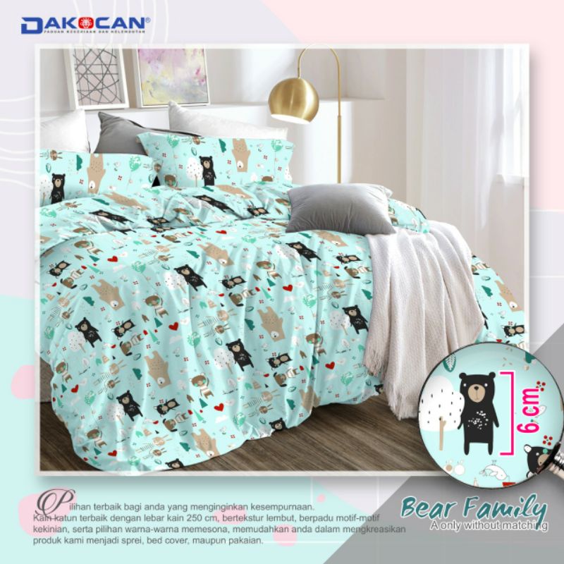 kain seprei katun Jepang ory motif beruang dasar tosca