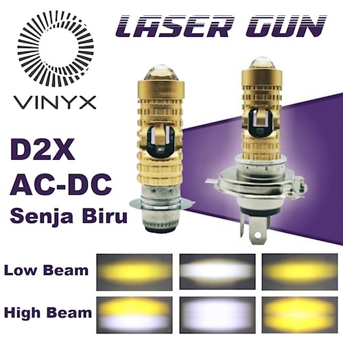 Lampu Depan Motor LED Lampu Utama Led Laser Gun Motor AC DC Lasergun H6 H4 VINYX CSP D