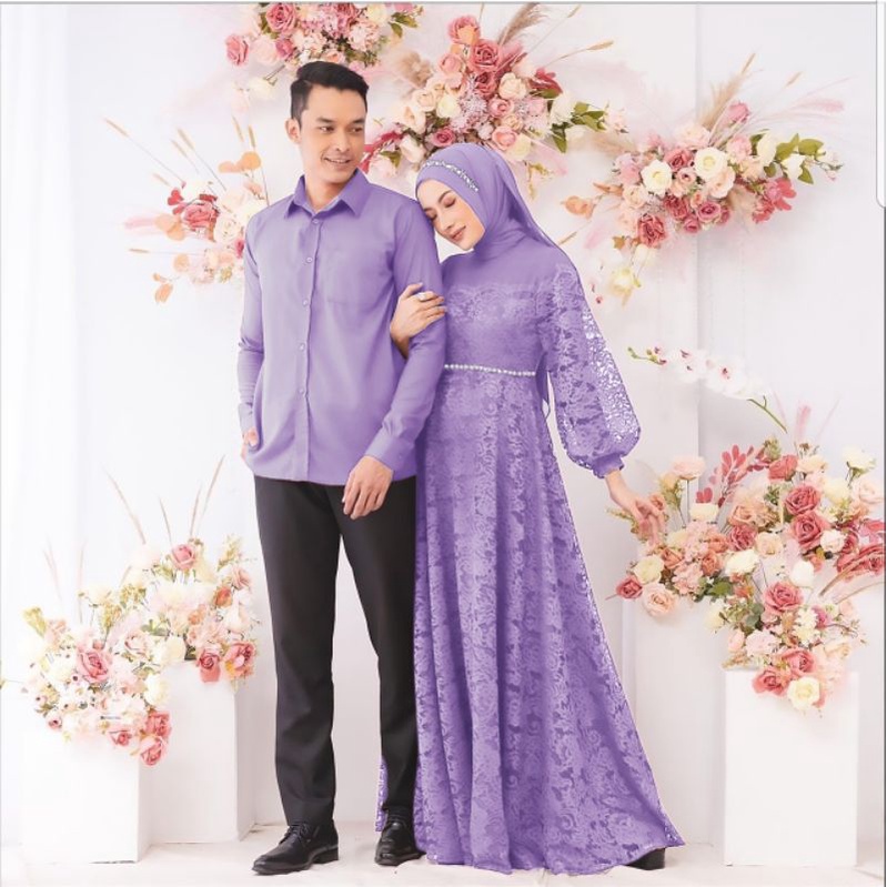 CP ZULAIKHA MUTIARA, COUPLE PASANGAN, BRUKAT MOSCREPE PREMIUM, GAMIS HIJAB MUSLIM, MAXY DRESS