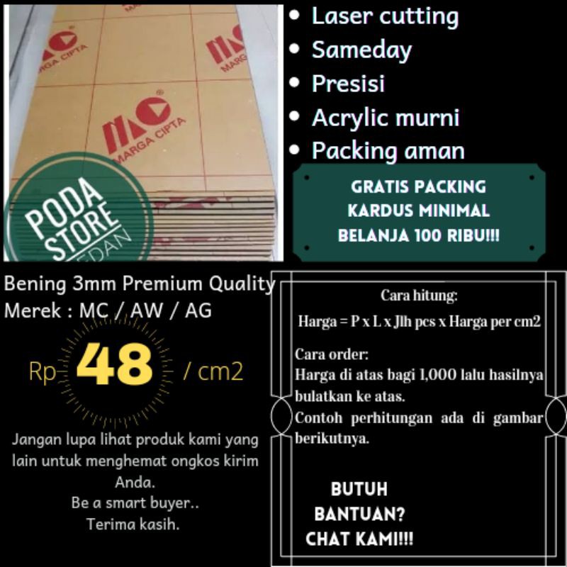 Acrylic Bening 3 mm Premium Quality / Akrilik bening 3mm