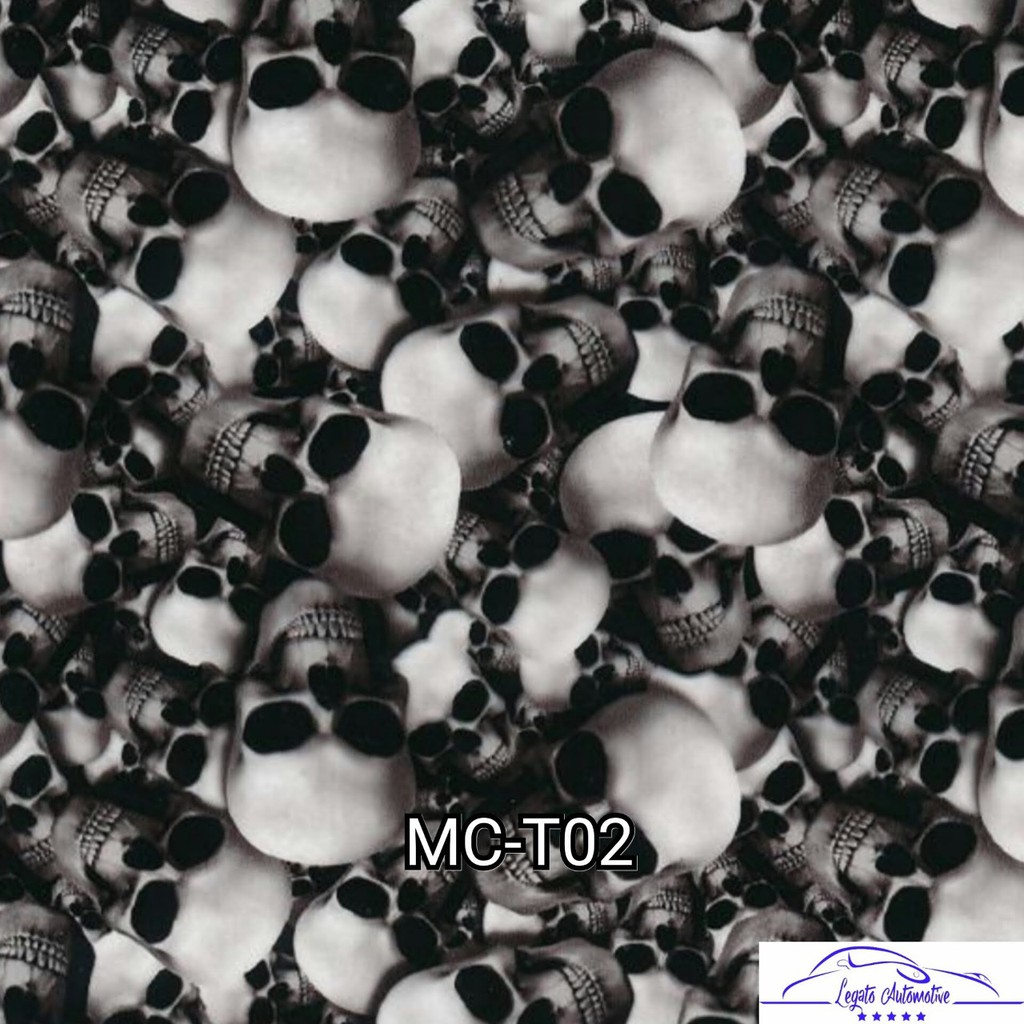 MC-T02 Film Water Printing WTP Hydrographics Carbon Celup Motif Tengkorak Bukan Stiker Polet Skotlet