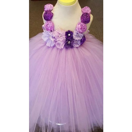 gaun lavender aziza flower dress bayi neychan