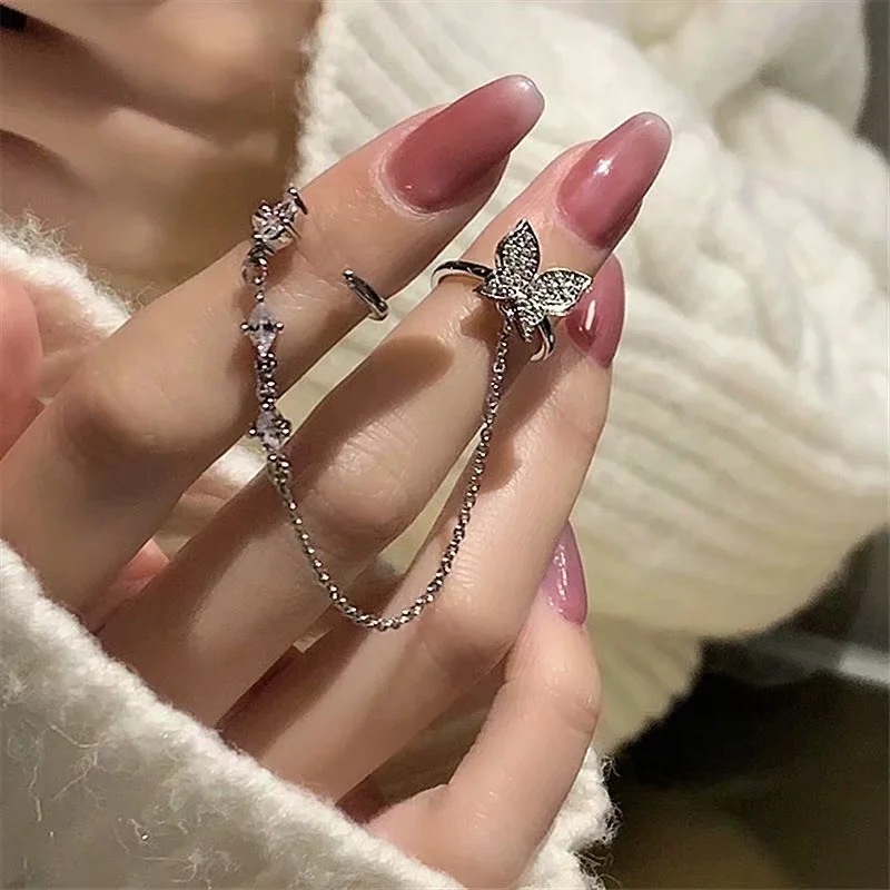 Butterfly Cincin Rantai Rumbai Desain Kupu-Kupu Untuk Wanita