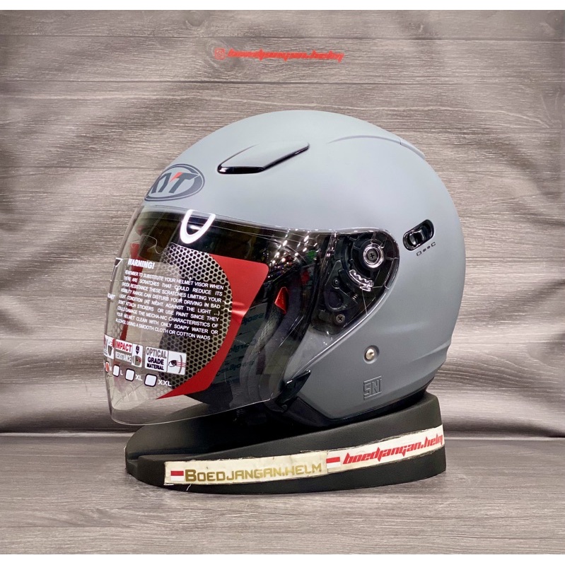 PAKET GANTENG  KYT HELM DJ MAXI GORILLA GREY DOFF - FLAT VISOR IRIDIUM KYT - HALF FACE DOUBLE VISOR-Standart