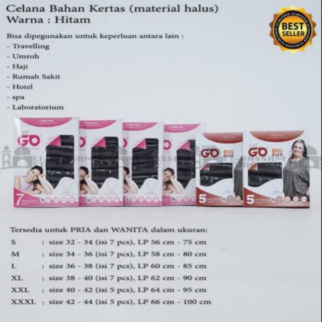 Celana kertas wanita hitam /celana disposable hitam /harga grosir bisa ecer