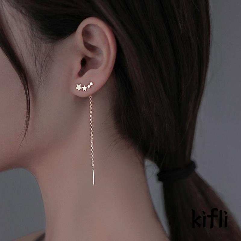 Anting Gantung Panjang Model Rantai Rumbai + Bintang Untuk Wanita (KD)