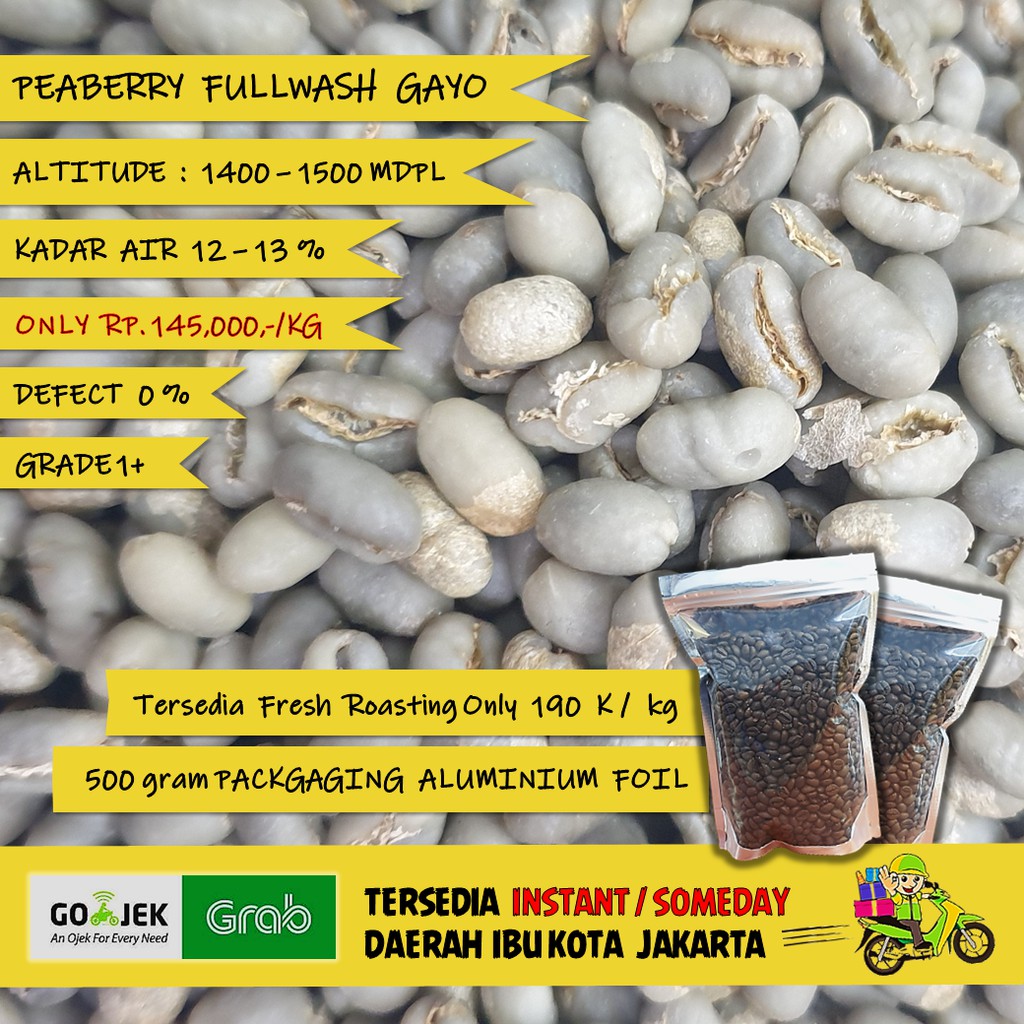 

GREENBEAN PEABERRY FULLWASH GAYO 1 KG " GRADE 1+ DEFECT 0 %