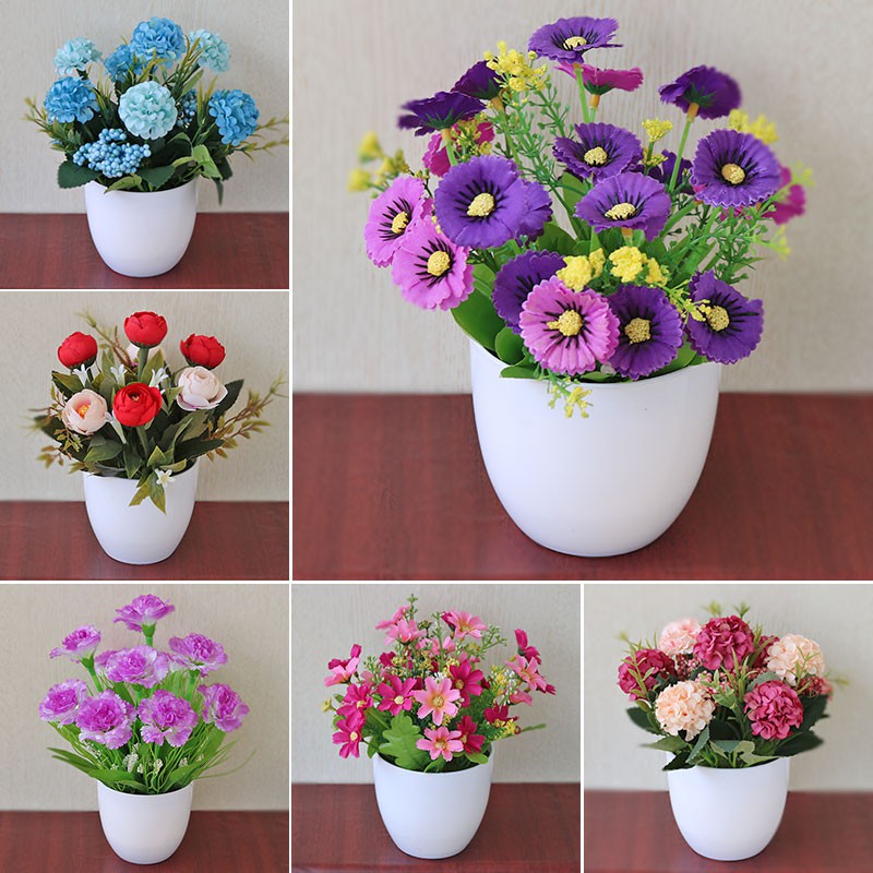 Swopply PT17 PT18 PT21 Pot Tanaman Hias Bunga Hias Plastik Ornamen Pot Bongsai Artificial Flower Decoration