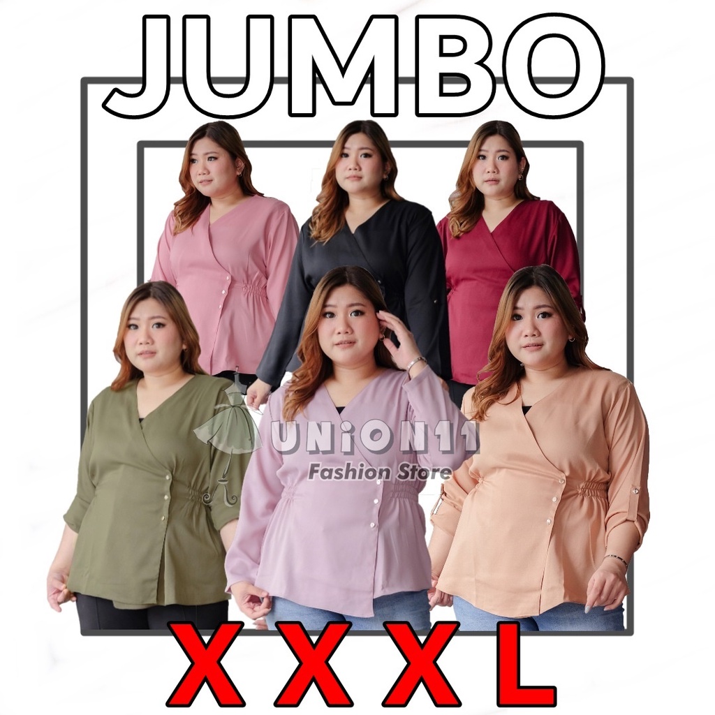 UNION11 - BLUS JUMBO BIGSIZE XXXL WANITA LD 120 / ATASAN JUMBO WANITA / BAJU JUMBO WANITA MUAT BB 80 KG