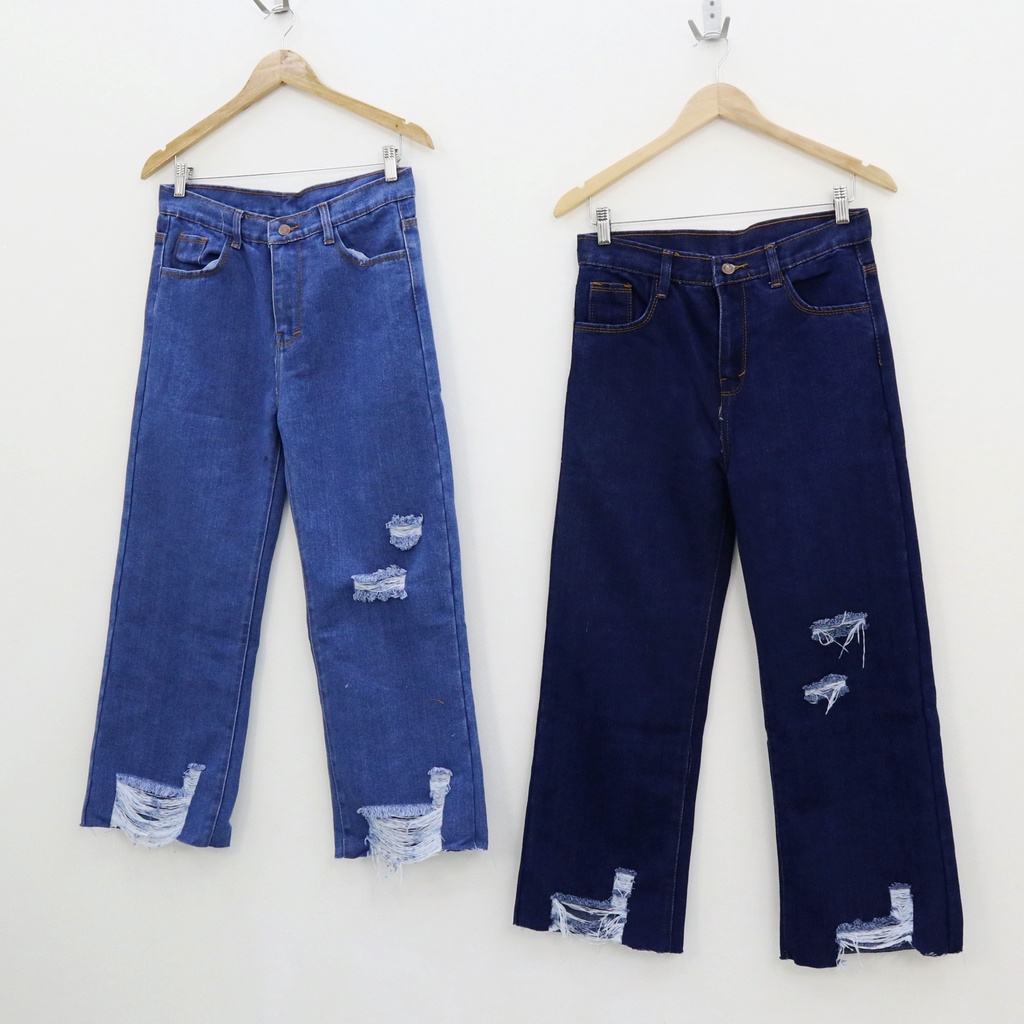 Ribbi ripped kulot jeans -Thejanclothes