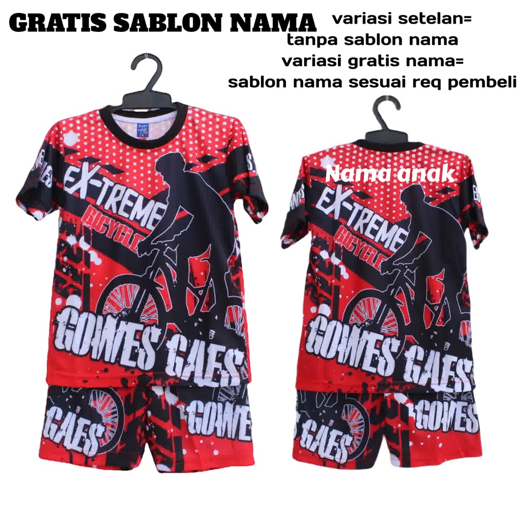 Jersey setelan baju sepeda downhill anak size 2-12 thn