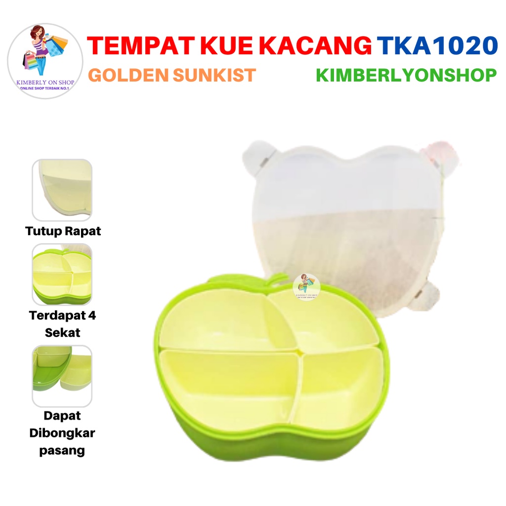 Tempat Kue Kacang Permen Bentuk Apel 4 Sekat TKA 1020 Golden Sunkist