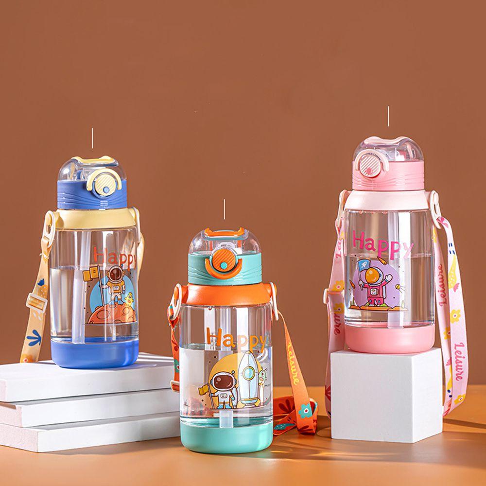 Needway Cangkir Air Anak Kreatif 700ml Botol Air Transparan Kartun Astronot Makan Luar Ruangan Sippy Cup