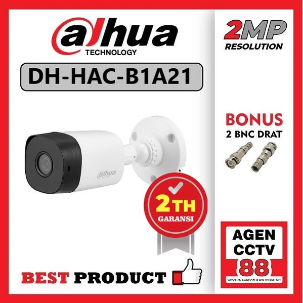 Kamera CCTV Outdoor DAHUA 2MP DH-HAC-B1A21 1080p Bonus 2 BNC DRAT