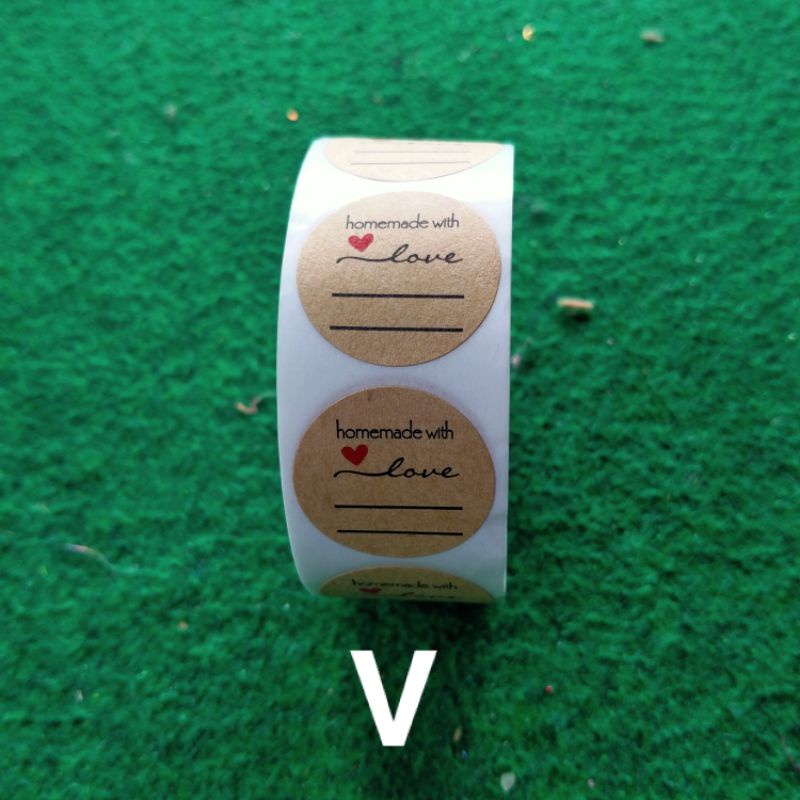 Harga 1 roll (500 pcs) sticker label thank you dan handmade with love untuk kue cookies dan packaging ol shop-8