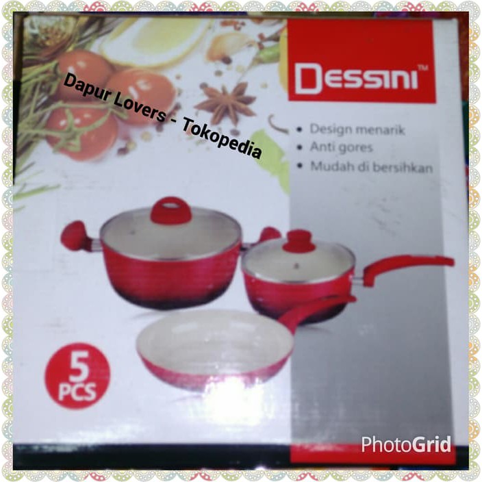 Promo Terlaris Panci Set Dessini (2 Panci + 1 Penggorengan)