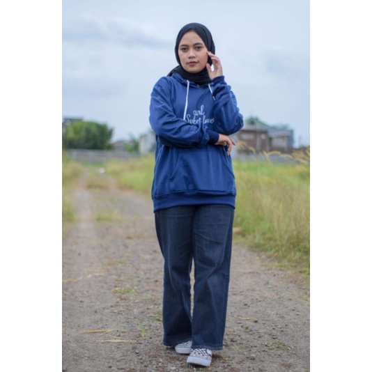 GIRL SWEET LOVE SWEATER HOODIE FLEECE UNISEX TEBAL TERBARU'